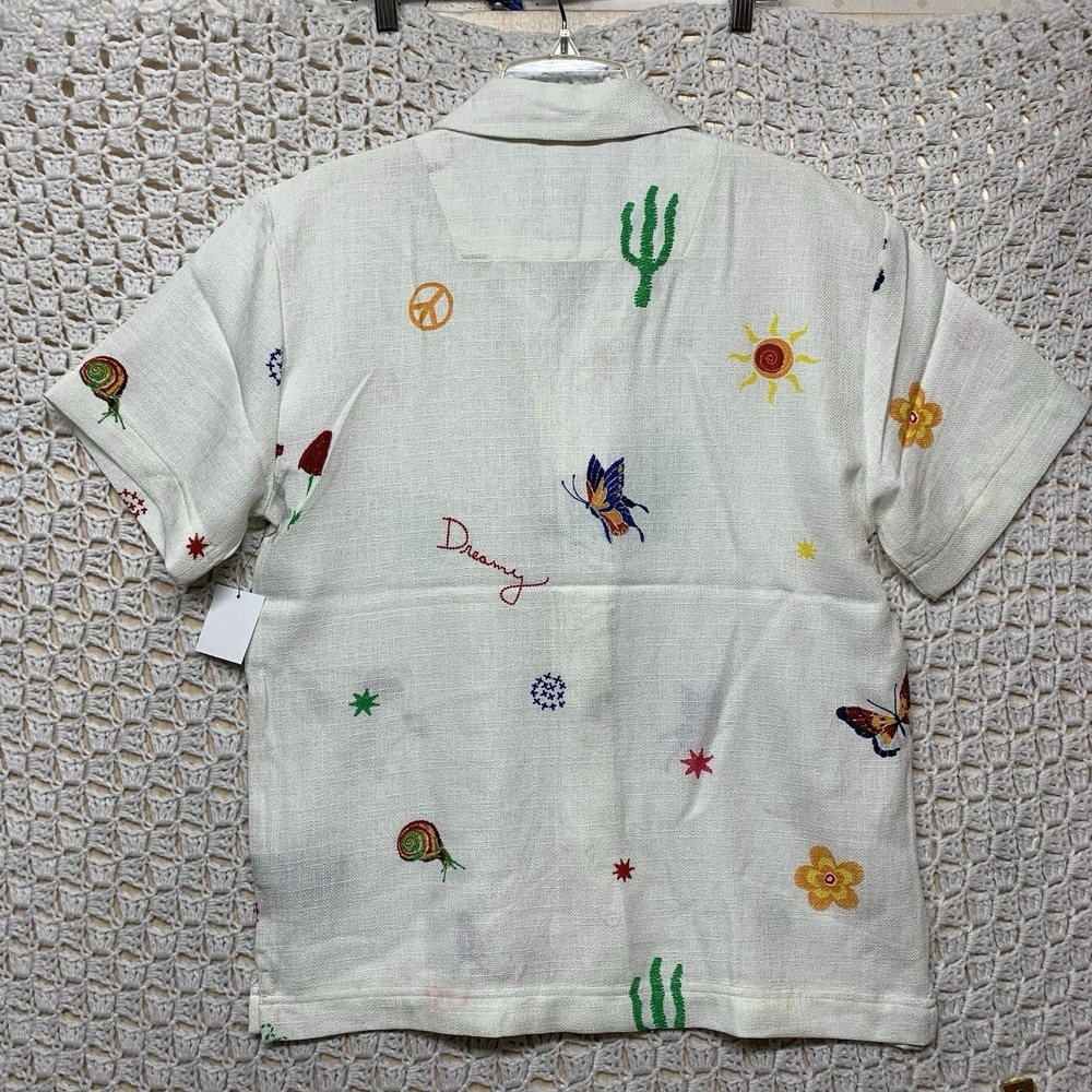 Malibu By Drill Clothing CO. Shirt Mens Small Ecru Button Up Lightweight Beach - Picture 4 of 11